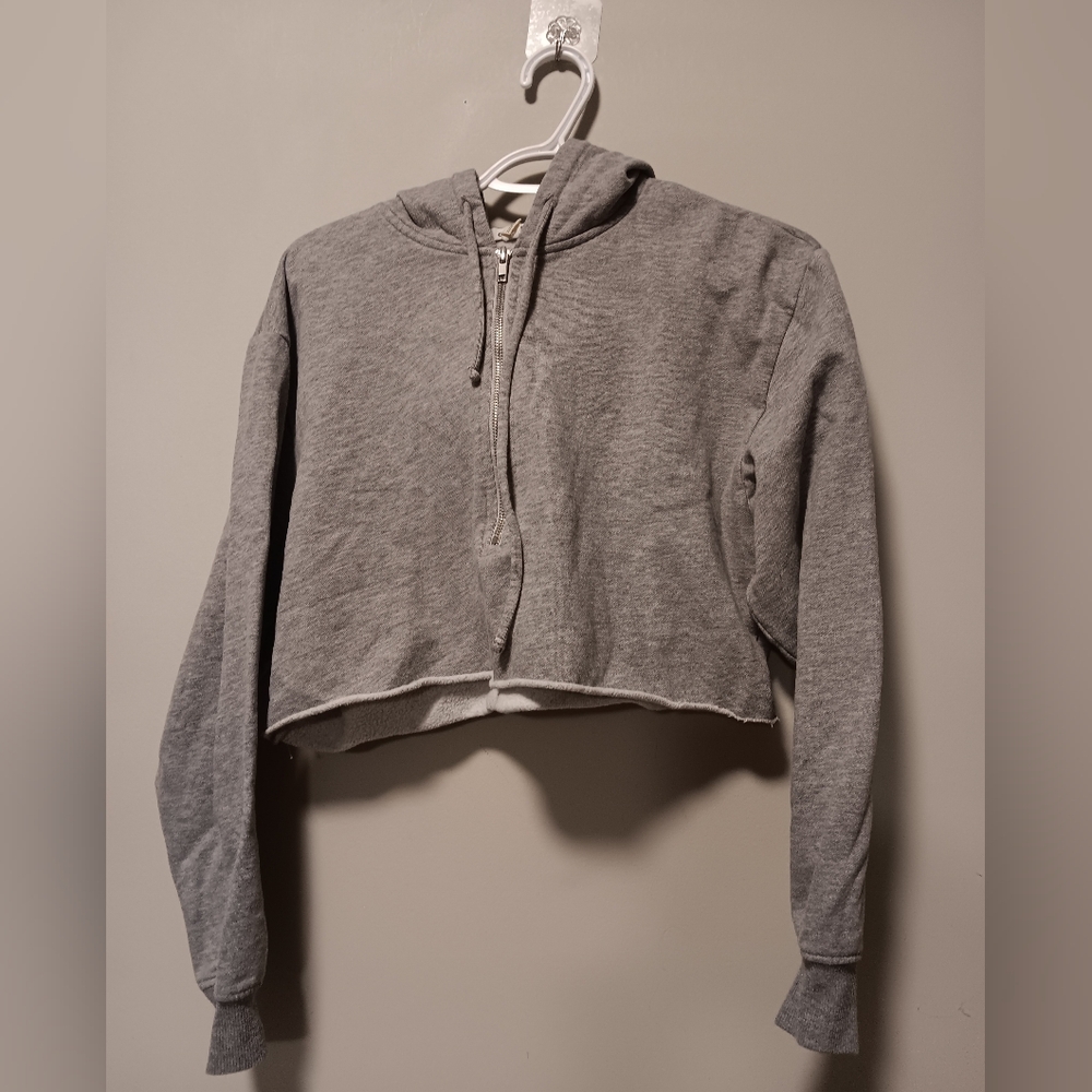 Grey Garage Cropped Hoodie Size Sm